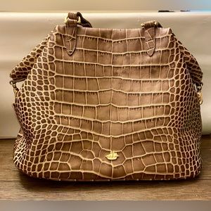 Brahmin Women’s “Delaney” Savannah Taupe Leather Shoulder Bag